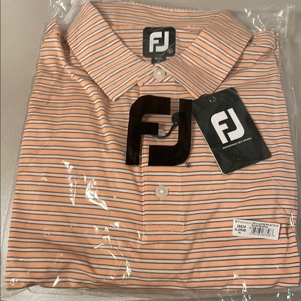 FootJoy Men's Striped Polo Shirt - Pink